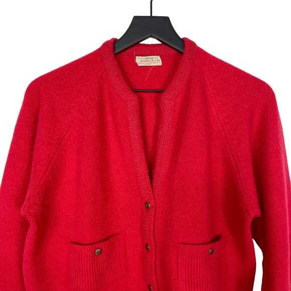 Vintage Cardigan Sweater Red Womens Size Medium Lambswool Angora Rabbit Hair - Picture 4 of 9